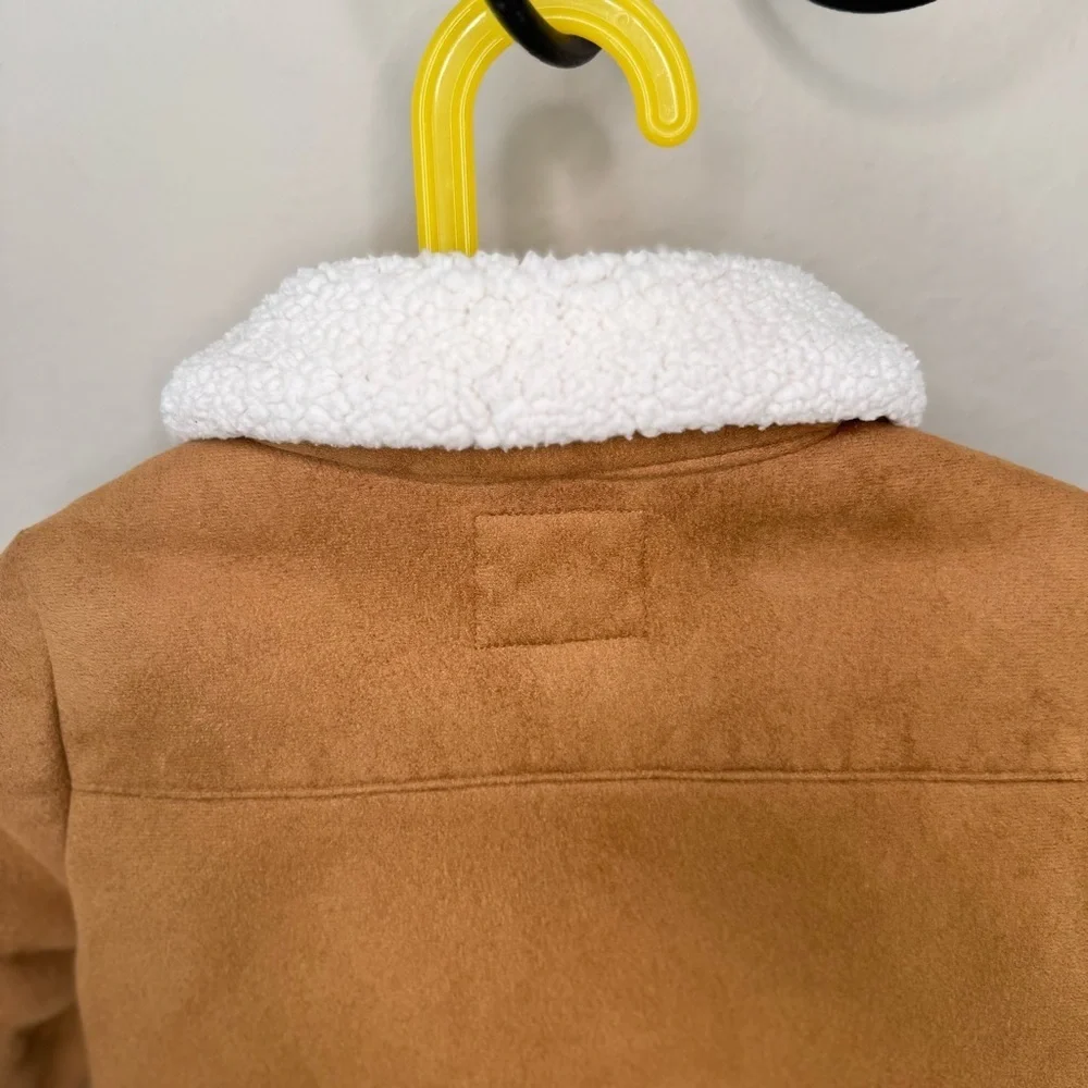 OSHKOSH B’GOSH Girls Faux Suede Jacket With Sherpa Cream Fleece Size 6/6X Warm